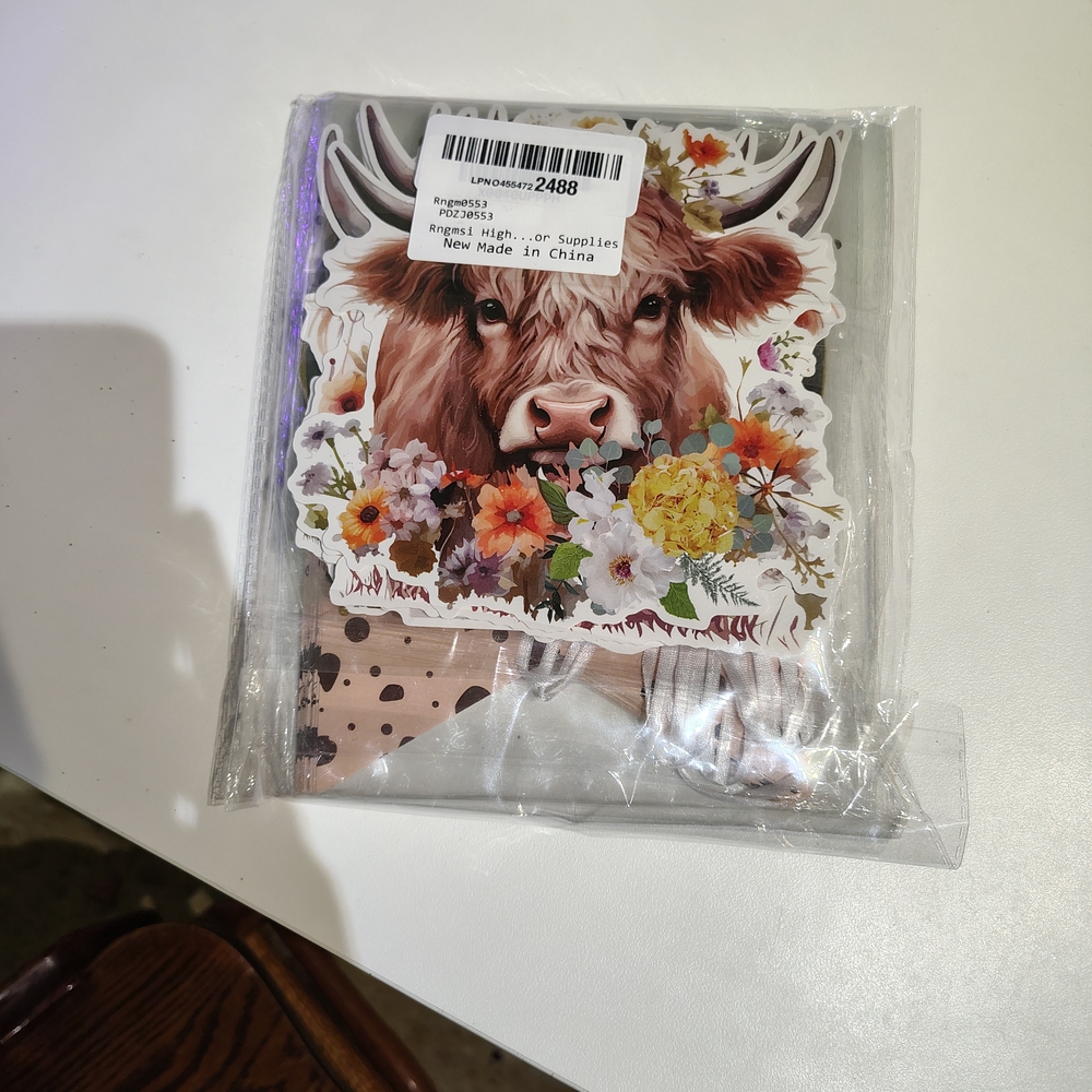 NWT Cow Floral Birthday Party Decorations Baby Shower Farm Girls Dangling Banner